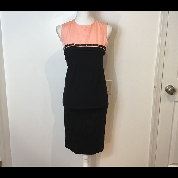 BALENCIAGA PARIS COLOR-BLOCK STUDDED DRESS SZ 6 - Picture 2 of 12